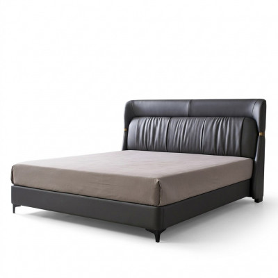 Luxury bed, bedroom, leather upholstery, decorative double beds, metal design
