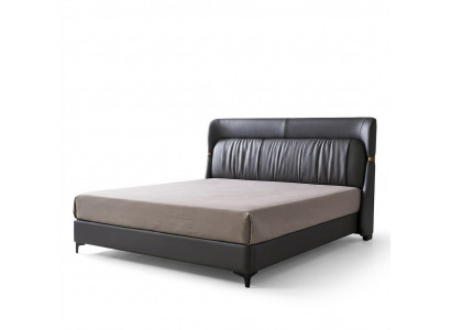 Luxury bed, bedroom, leather upholstery, decorative double beds, metal design