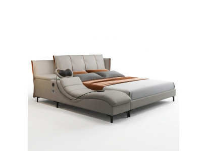 Multifunction double luxury design leather bed cushion beds hotel sound new