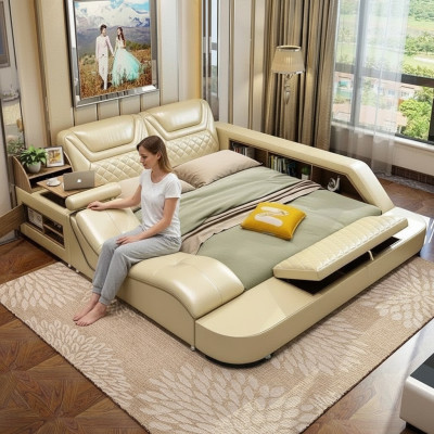Bed multifunction shelf cabinet USB double beds charging station 180x200