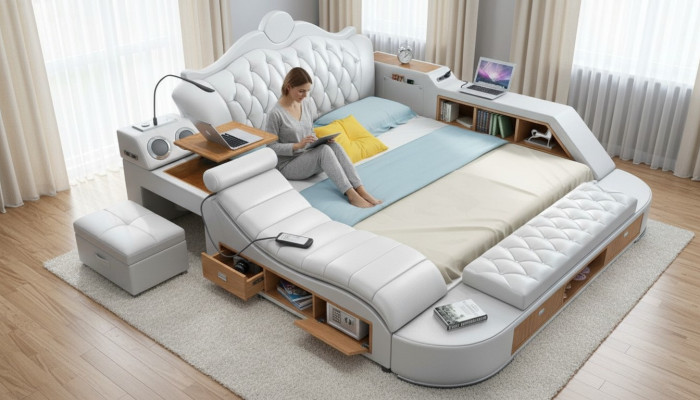 Chesterfield Double Luxury Design Bed Upholstered Beds 180x200 Multifunction