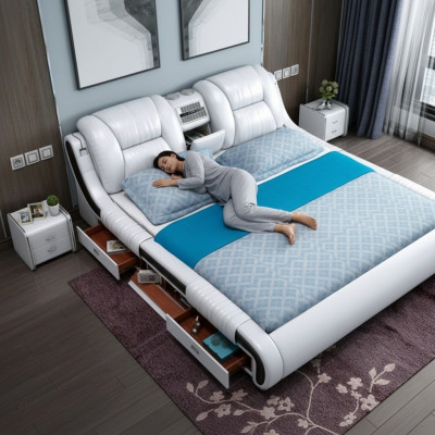 Multifunction Sofa Bed XXL Big Beds Boxes USB Hotel Leather Upholstery Drawers