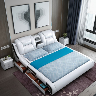 Multifunction Sofa Bed XXL Big Beds Boxes USB Hotel Leather Upholstery Drawers