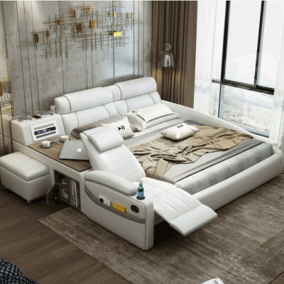 Design Bed XXL Big Beds Leather Hotel Upholstery 180x200cm Multifunction