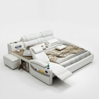 Design Bed XXL Big Beds Leather Hotel Upholstery 180x200cm Multifunction