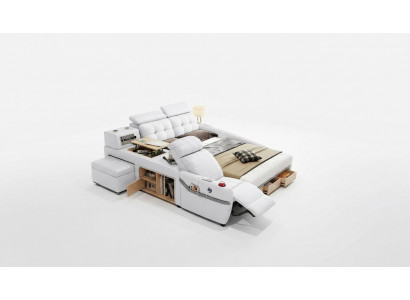 Bed Massage Lounger Multifunction Beds Upholstery USB Shelf Leather Upholstery Luxury