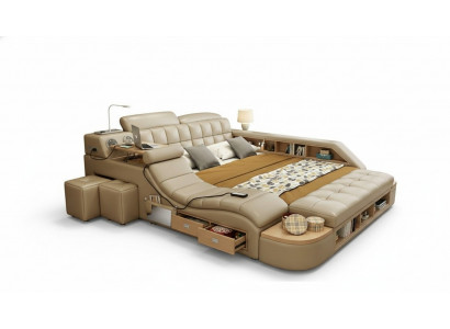 Multifunctional Beds Luxury Leather Bed Upholstery Modern Hotel Massage Function New