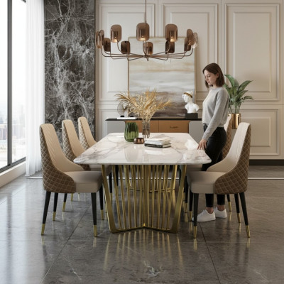 Luxury tables dining room table metal dining table modern furniture gold stainless steel
