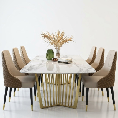 Luxury tables dining room table metal dining table modern furniture gold stainless steel