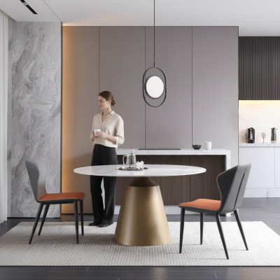 Luxury tables dining table furniture column table marble style dining tables metal stainless steel