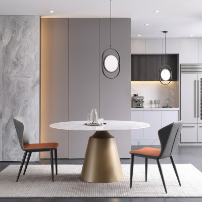 Luxury tables dining table furniture column table marble style dining tables metal stainless steel