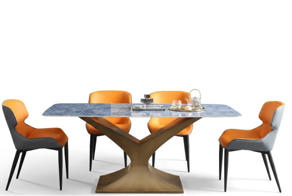 Luxury Dining Table Metal Stainless Steel Tables Furniture Column Table Dining Tables Marble Style