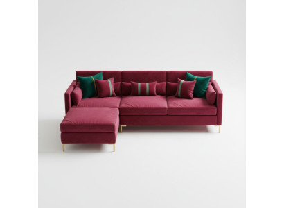 Corner sofa in L-shape, relaxing velvet, solid wood seating design couch lounge new