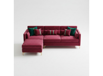 Corner sofa in L-shape, relaxing velvet, solid wood seating design couch lounge new