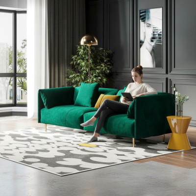 Sofa 2-seater velvet two-seater relax velvet wood club seat design couch lounge