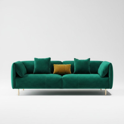 Sofa 2-seater velvet two-seater relax velvet wood club seat design couch lounge