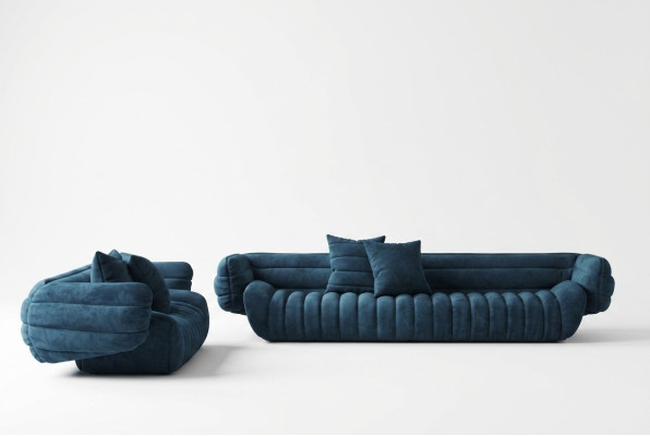 Velvet Sofa 2-Seater Living Landscape Solid Wood Relax Seat Design Couch Lounge
