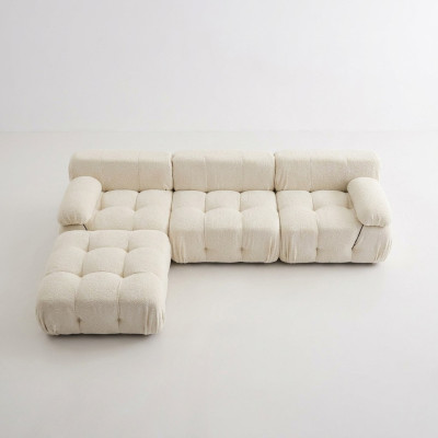 L-shaped sectional sofa, living landscape, relaxing seat design, couch lounge, corner, modern, textile.
