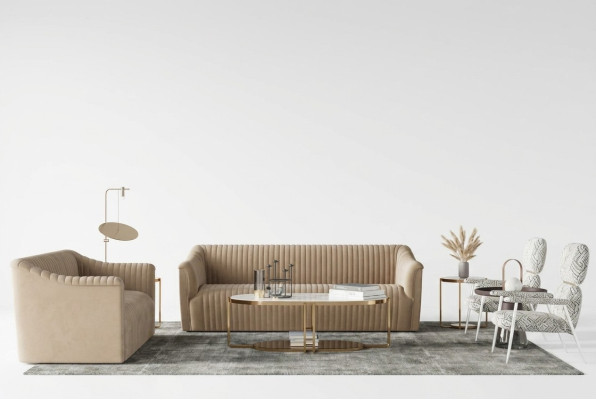Sofa set 3+1 seater living room landscape relaxing velvet seat design couch lounge new