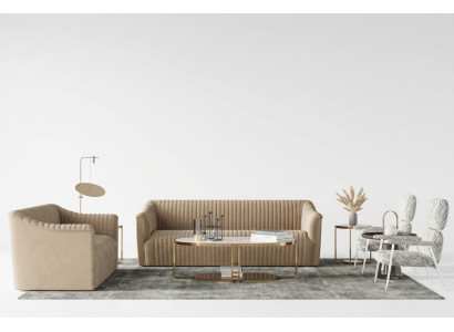Sofa set 3+1 seater living room landscape relaxing velvet seat design couch lounge new