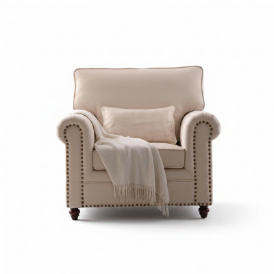 Armchair Fabric Sofa Single-seater Furniture Relax Seat Design Couch Lounge Textile Cottage Style