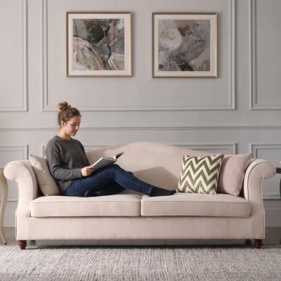 Couch 3-seater lounge fabric sofa living area relax seat design sofas textile