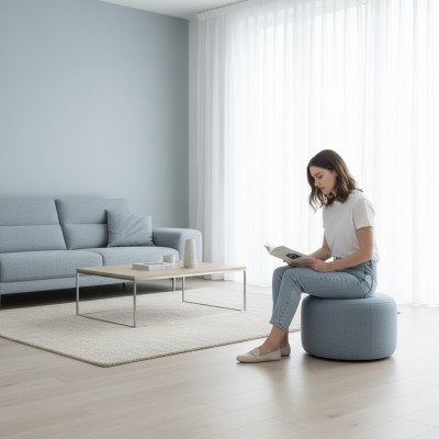 Round Modern Designer Stool Footstool Side Stool Upholstered