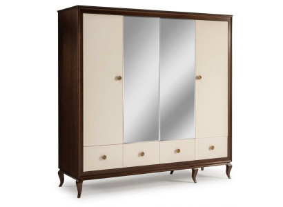 4-door wooden wardrobe with mirror and 3 drawers new