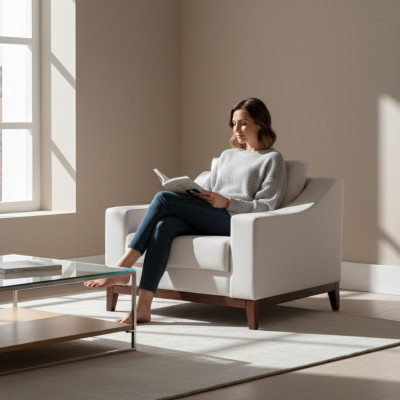 Upholstered Armchair Relax Lounge Designer Armchair Modern Relax Modern White Chair New