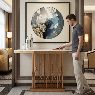Modern luxury console table console tables wood gold side table