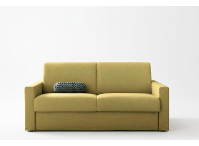 Two-seater designer sofa, 2-seater yellow fabric sofa, sofa bed, Italian furniture