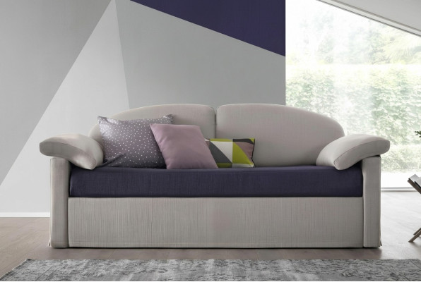 Design sofa, 3-seater couch, upholstered luxury fabric, two-tone, Italian furniture