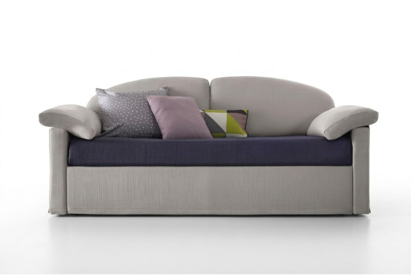 Design sofa, 3-seater couch, upholstered luxury fabric, two-tone, Italian furniture