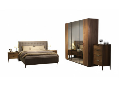 Designer bedroom set luxury bed 2x nightstands wood completely new 3 pieces.
