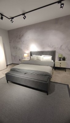 Luxurious bedroom set designer double bed elegant 2x nightstands