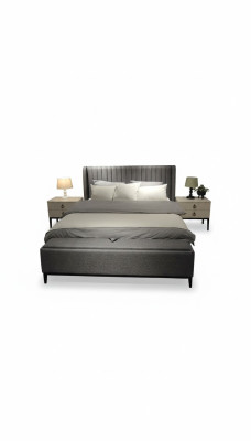 Luxurious bedroom set designer double bed elegant 2x nightstands