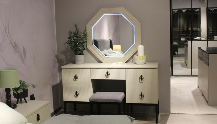 Practical Modern and New Bedroom Vanity Table with Mirror and Stool