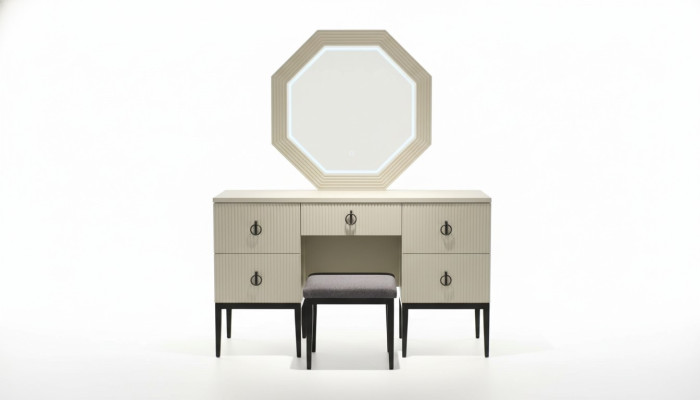 Practical Modern and New Bedroom Vanity Table with Mirror and Stool