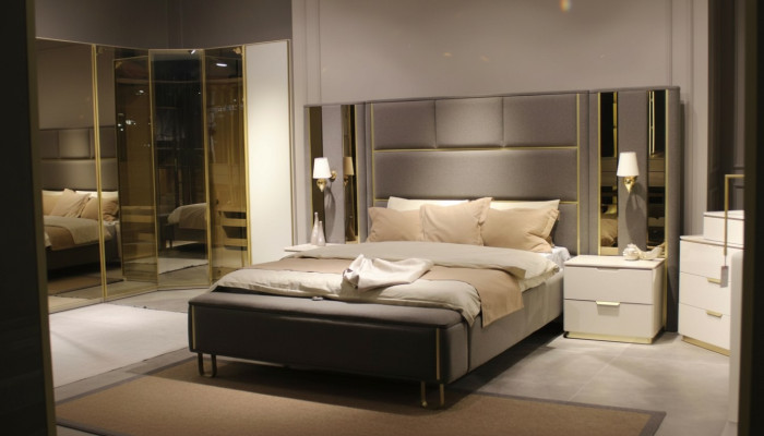 Bed with 2 Bedside Tables 3-Piece Bedroom Double Bed Design Furniture Wood New Set