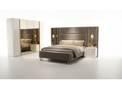 Bed with 2 Bedside Tables 3-Piece Bedroom Double Bed Design Furniture Wood New Set