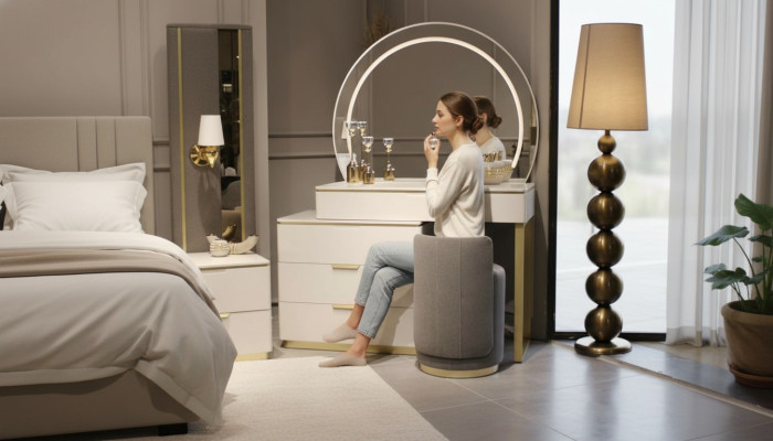 Dressing table set console mirror bedroom furniture design stool 3-piece new