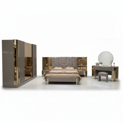 Bedroom Set Luxury Complete Bed 2x Nightstand Wardrobe 4-piece Set