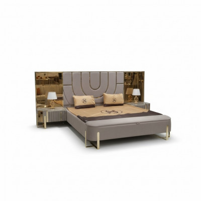 Design bedroom 3-piece. Bed 2x nightstands modern luxury bed set furniture new