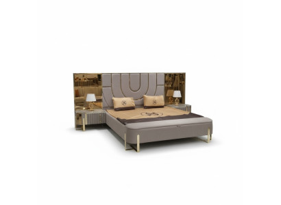 Design bedroom 3-piece. Bed 2x nightstands modern luxury bed set furniture new