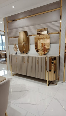 Sideboard with 2x mirror wooden furniture sideboard luxury furniture modern furniture 3-piece set. New