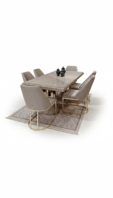 Modern Furniture Set 6x Chairs Dining Room Upholstered Chairs Textile Chair Group