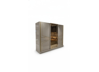 Modern wardrobe luxury closet wood cabinets glass high gloss bedroom