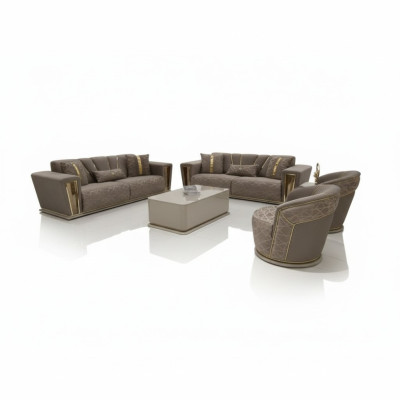 Sofa set 3+3+1+1 seater + coffee table + modern living room wall unit complete new