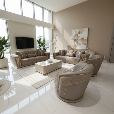 Modern sofa set 3+3+1 seater chair textile 3-seater sofa 3-piece set design new