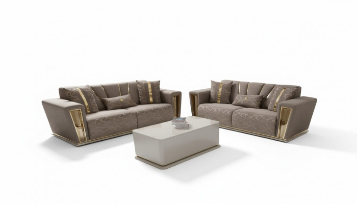 3+3 seater modern sofa set armchair textile grey sofa 3-seat luxury complete 2-piece